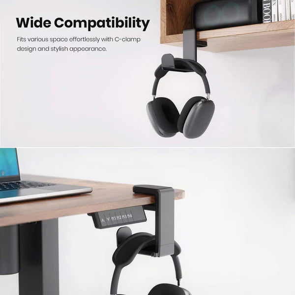 ADJUSTABLE CLAMP-ON ROTATING HEADPHONE STAND