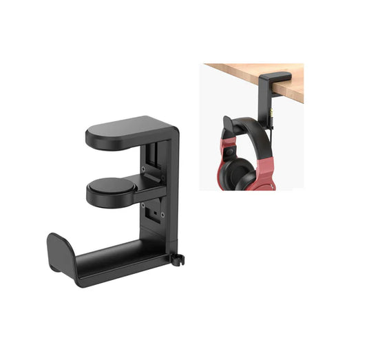 ADJUSTABLE CLAMP-ON ROTATING HEADPHONE STAND