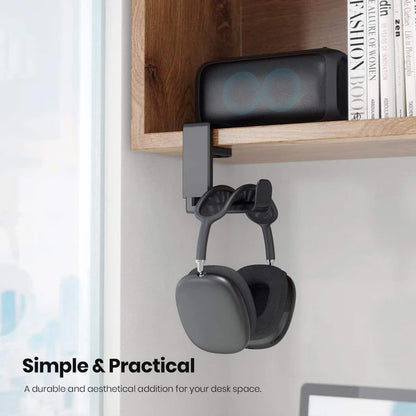 ADJUSTABLE CLAMP-ON ROTATING HEADPHONE STAND